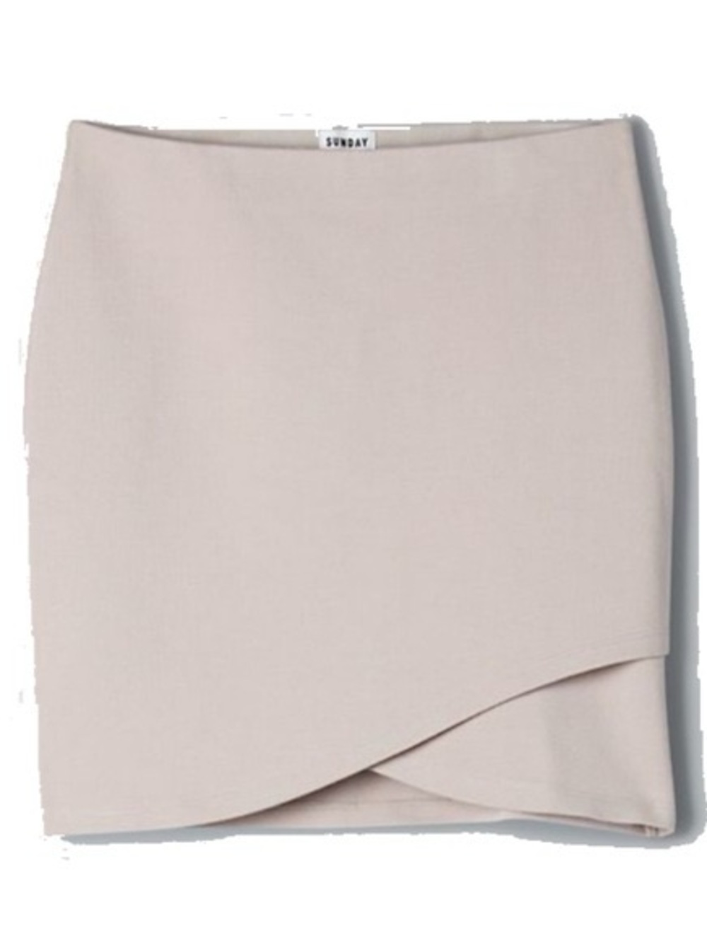 Sunday Neutral Wrap-Front Mini Skirt in Light Beige